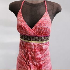 Vibrant Halter Dress with Patterned Design